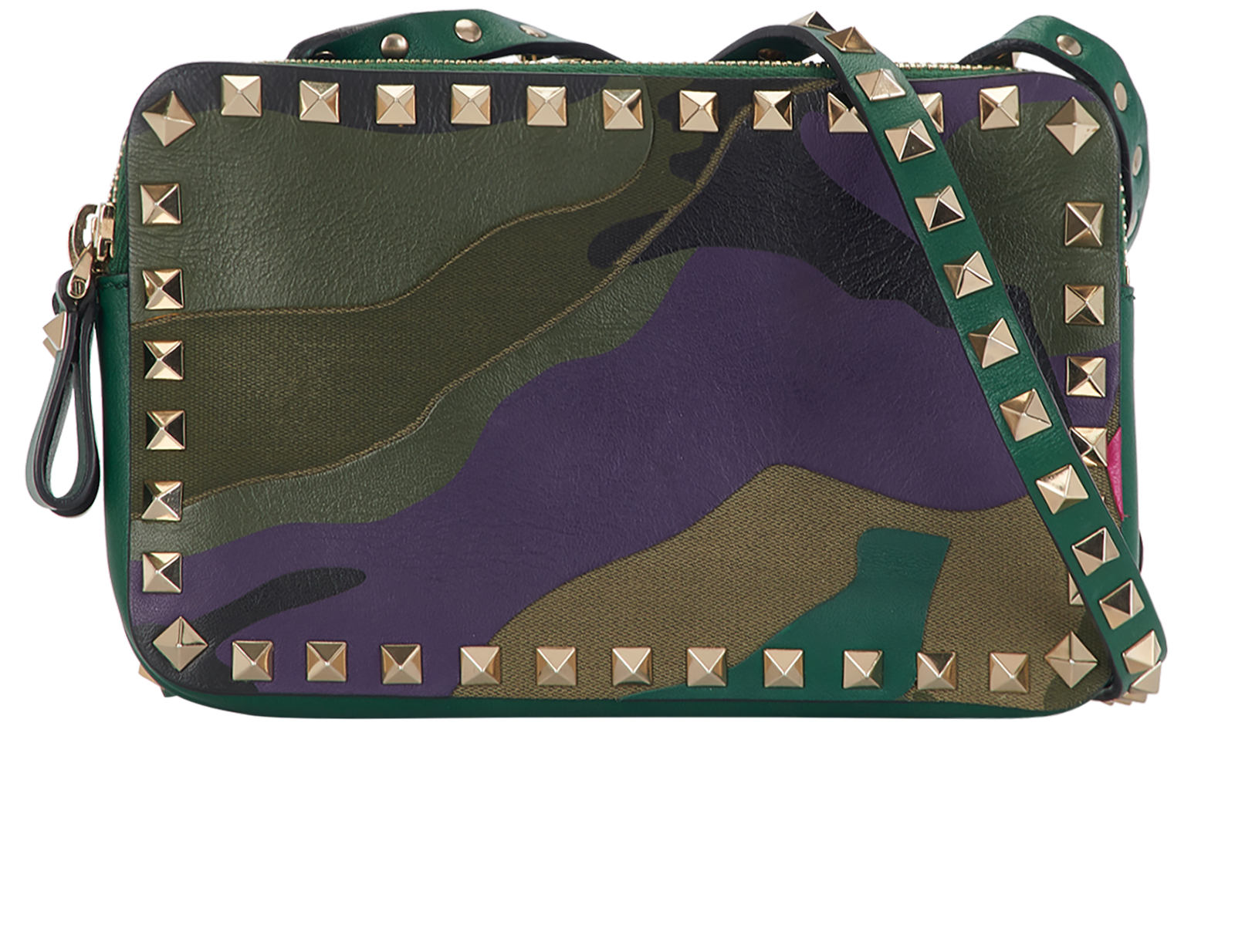 Camo Rockstud, &pound;250, Handbags, Black/Blue/Green/Purple, Canvas/Leather, Back view